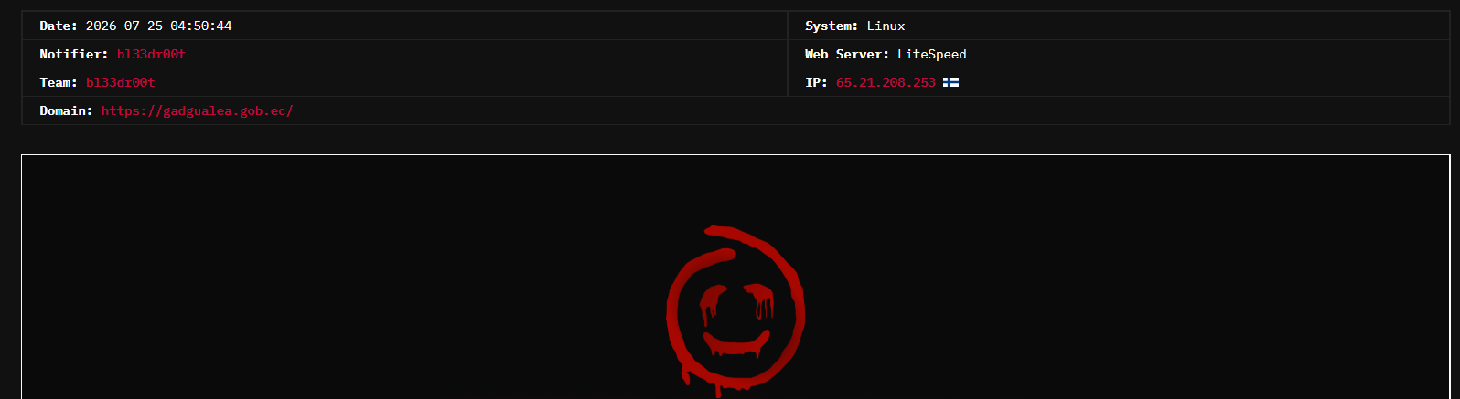 bl33dr00t targets the website of GAD Gualea