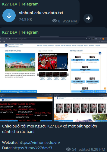 Alleged Data Breach of Vinh University