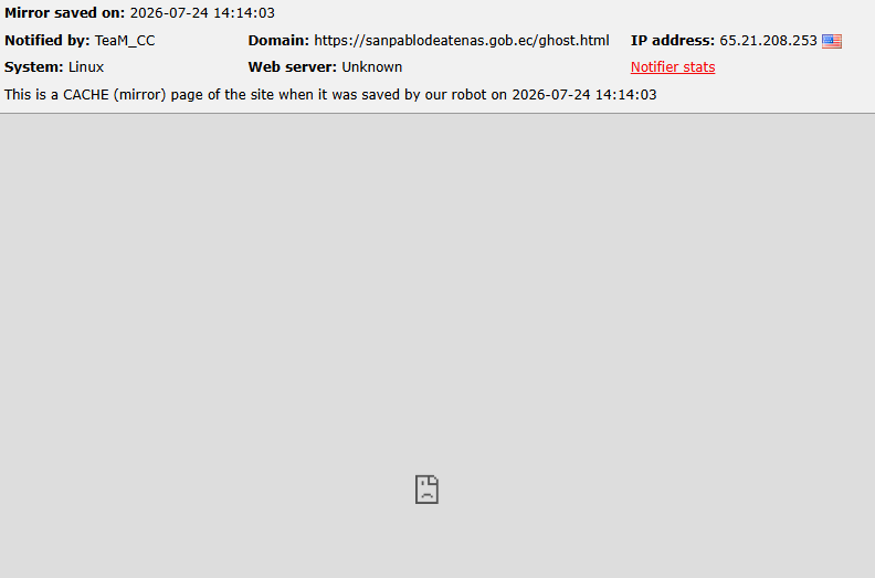 TeaM_CC targets the website of GAD Parish of San Pablo de Atenas