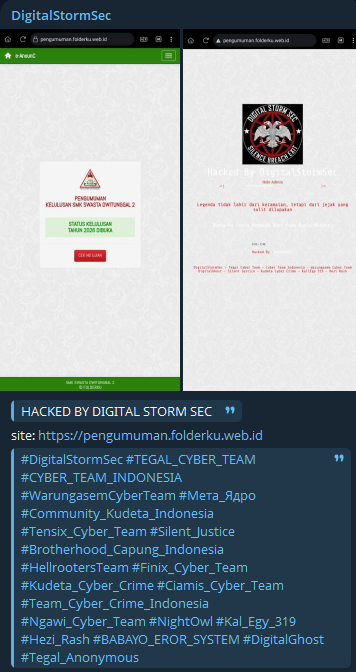DigitalStormSec targets the website of SMKS GRADUATION ANNOUNCEMENT