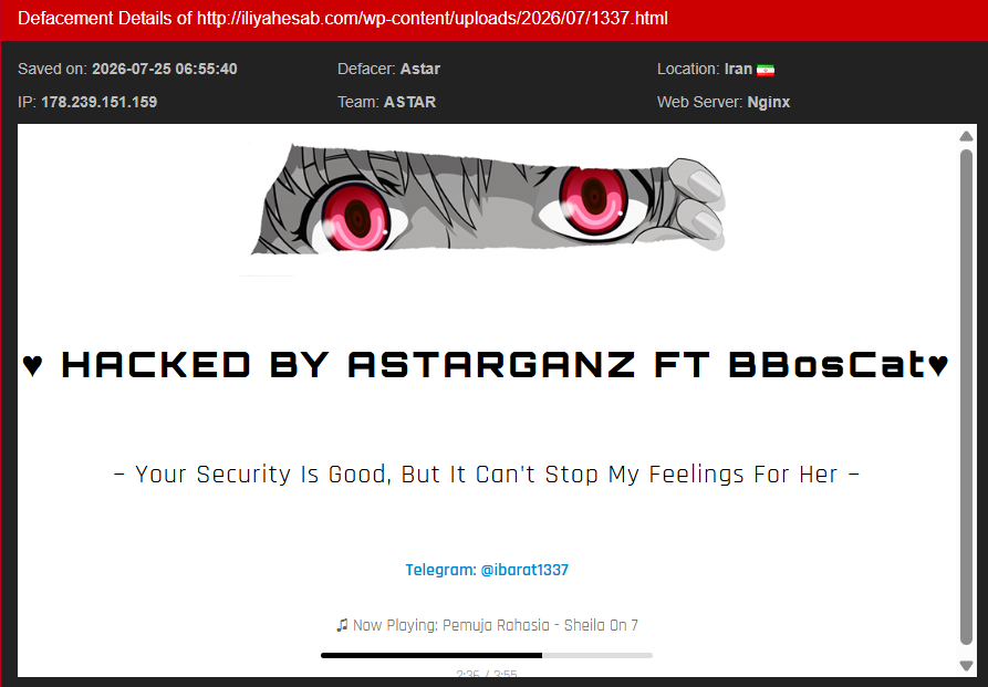 Astar targets the website of Iliya Hesab