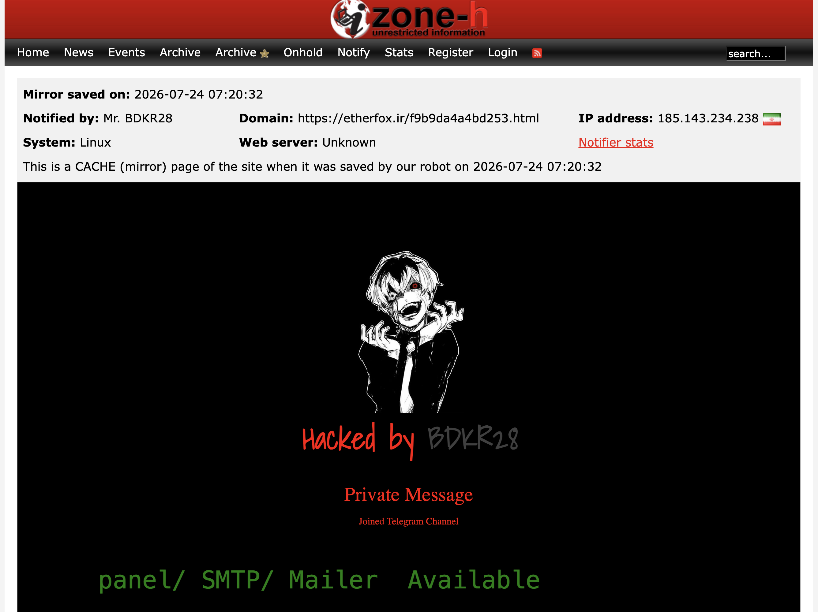 Mr. BDKR28 targets the website of EtherFox