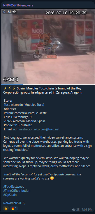 Alleged Unauthorized Access to CCTV Cameras of TUCO Muebles