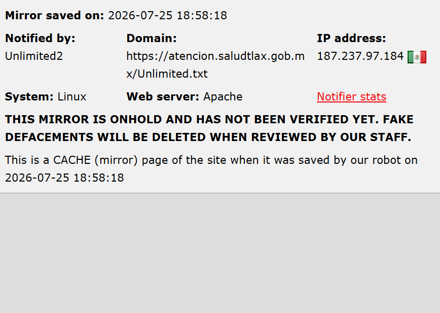 Mr. BDKR28 targets multiple website of Ministry of Health of the State of Tlaxcala