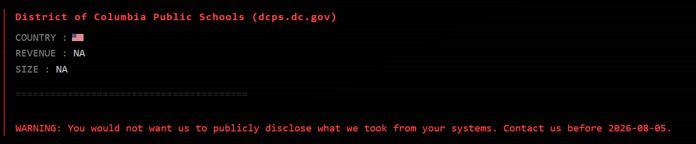 Alleged data breach of District of Columbia Public Schools