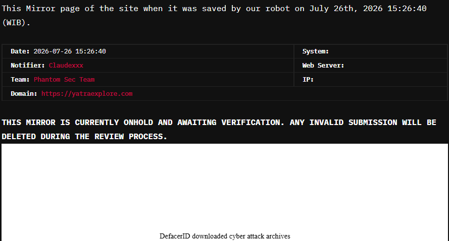 Phantom Sec Team targets the website of Yatra Explore