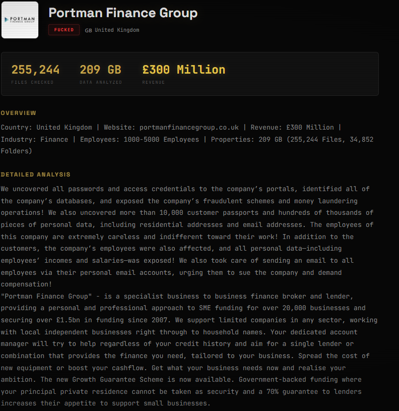 Portman Finance Group falls victim to GLOBAL SECRET GROUP ransomware