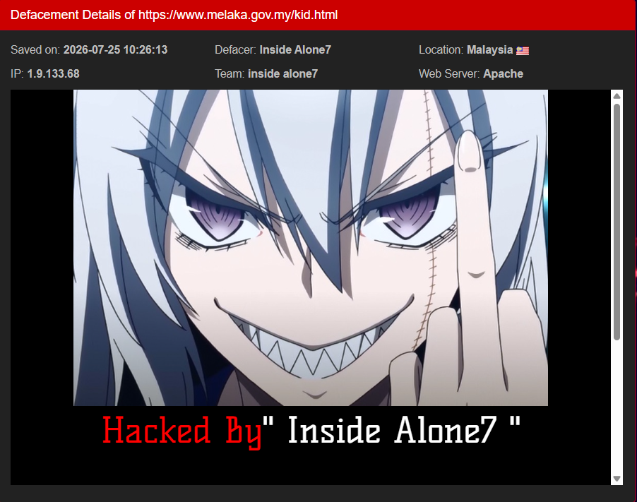 inside alone7 targets the website of Official Portal of the Melaka State Government