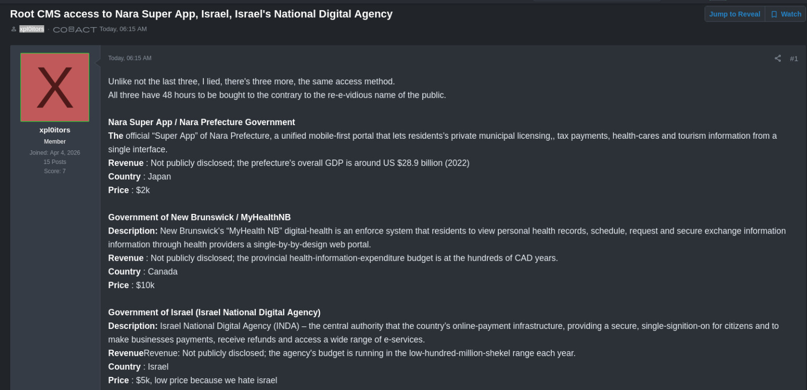 Alleged sale of unauthorized root CMS access to Nara Super App