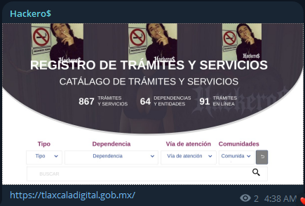 Hackero$ targets the website of Gobierno del Estado de Tlaxcala