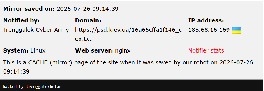 Trenggalek Cyber Army targets the website of Protective Services Detail