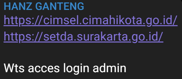 Alleged Sale of unauthorized admin logs access to SETDA Kota Surakarta, Indonesia