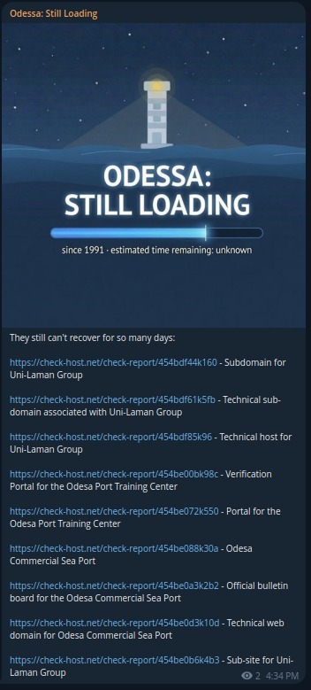 Odessa: Still Loading targets the website of State Enterprise “Odessa Port”