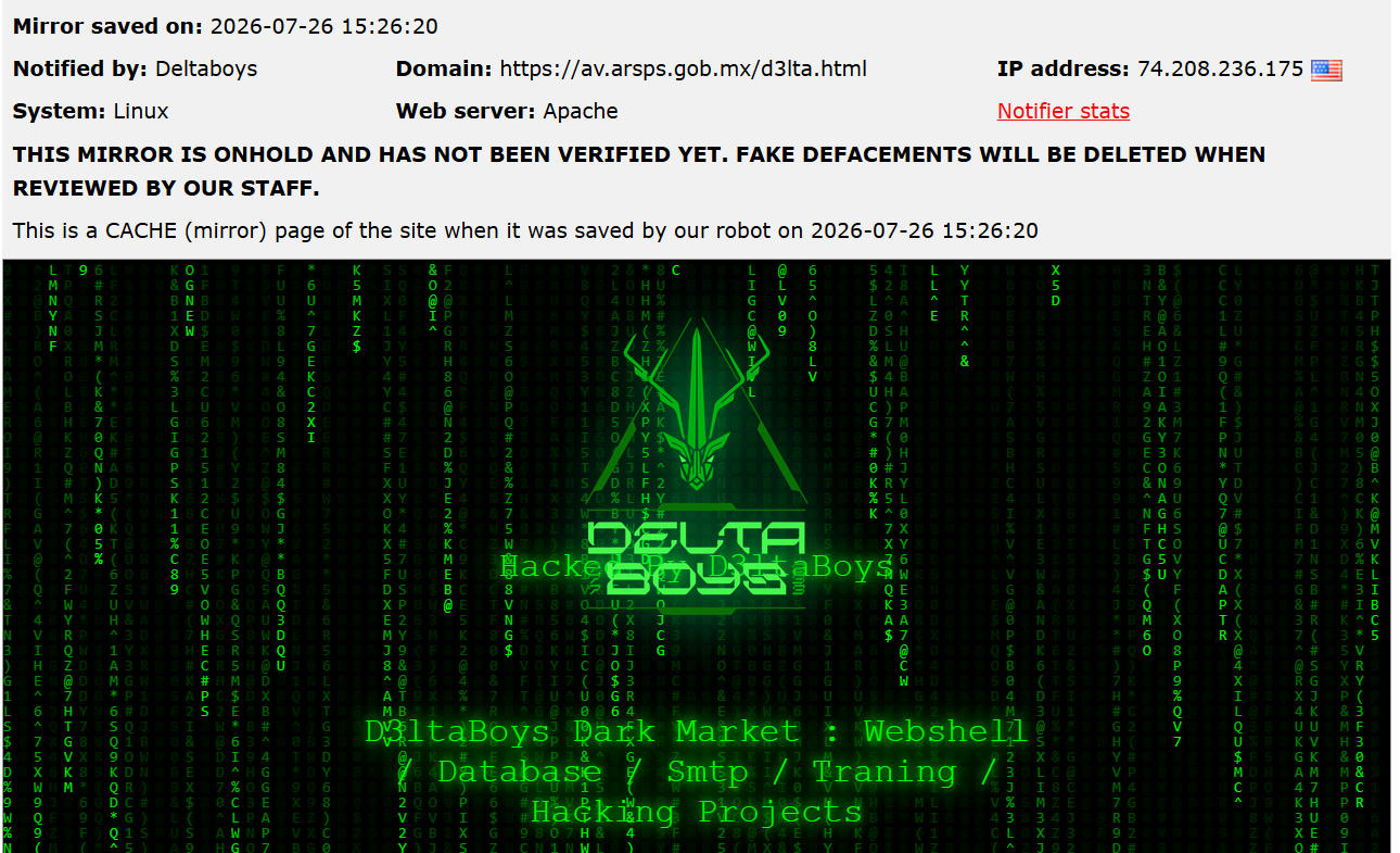 Deltaboys targets the website of Academia de Seguridad Pública