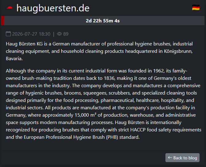 Haug Bürsten KG falls victim to SafePay ransomware