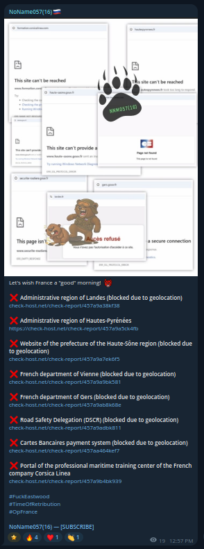 NoName057(16) claims to targets the website of Préfecture de la Vienne