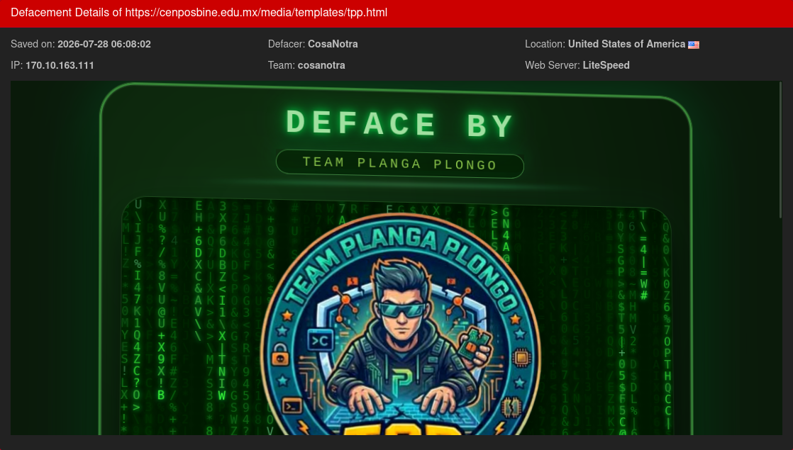CosaNotra targets the website of Centro de Posgrado
