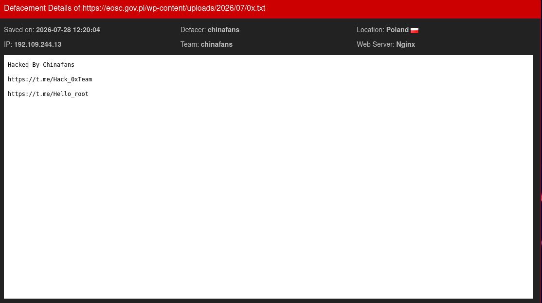 chinafans targets the website of European Open Science Cloud
