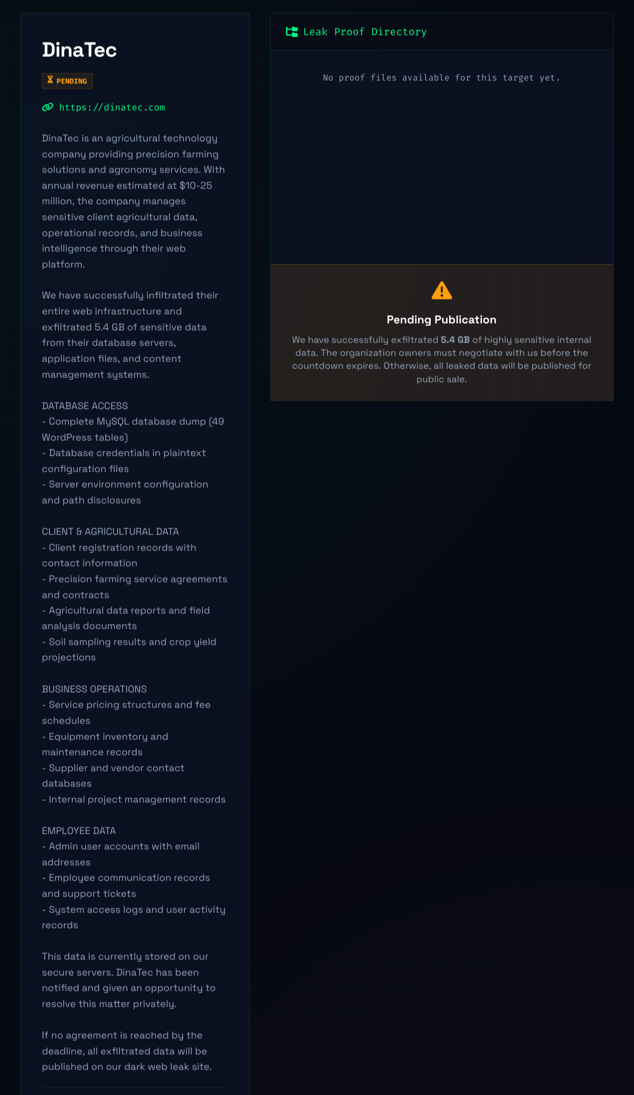 Dinatec, Inc. falls victim to CRPx0 Ransomware