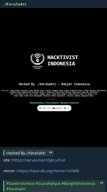 ./KeraSakti targets the website of MAN 10 West Jakarta (MSJB)