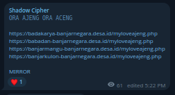 shadow cipher targets the website of Desa Babadan