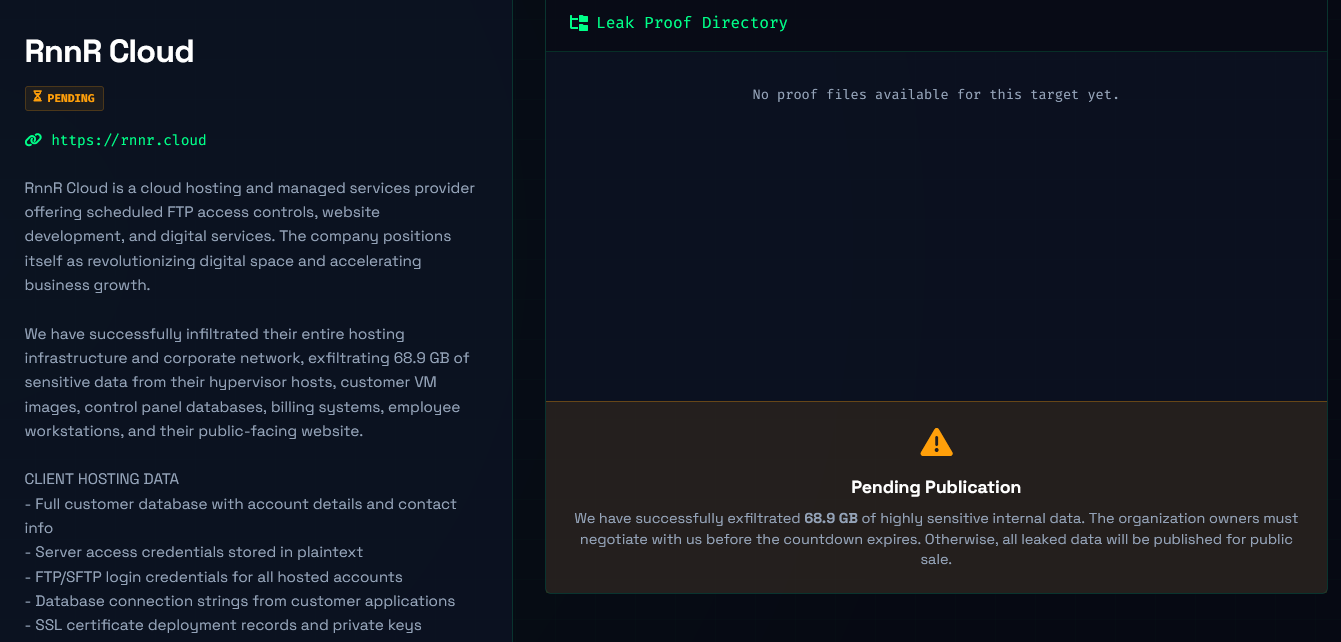 RnnR Cloud falls victim to CRPx Ransomware