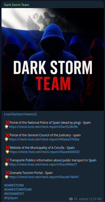 Dark Storm Team targets the website of Policía Nacional