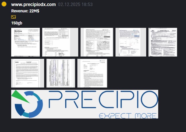 INC.Precipio成为INC RANSOM勒索软件的受害者