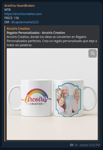 Alleged sale of unauthorized login access to Arcoiris Creativo