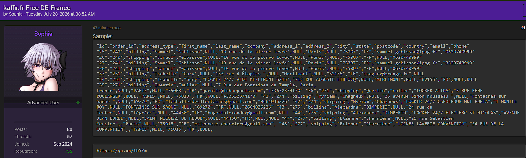 Alleged Data Breach of Kaffir