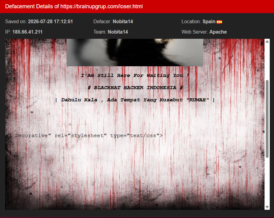 Nobita14 targets the website of Brain Up Grup