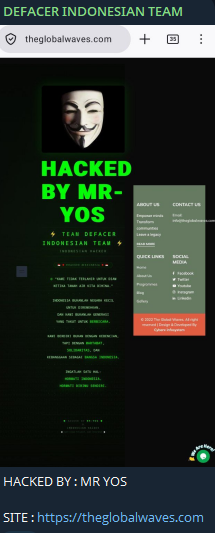 DEFACER INDONESIAN TEAM targeted The Global Waves website