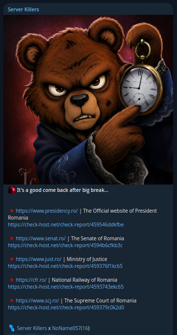 Server Killers targets the website of Senate of Romania