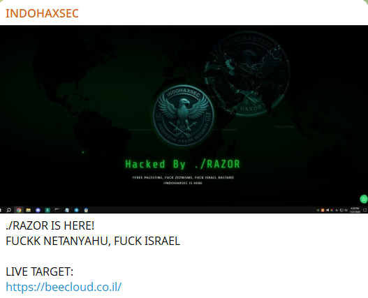 INDOHAXSEC targets the website of BeeCloud