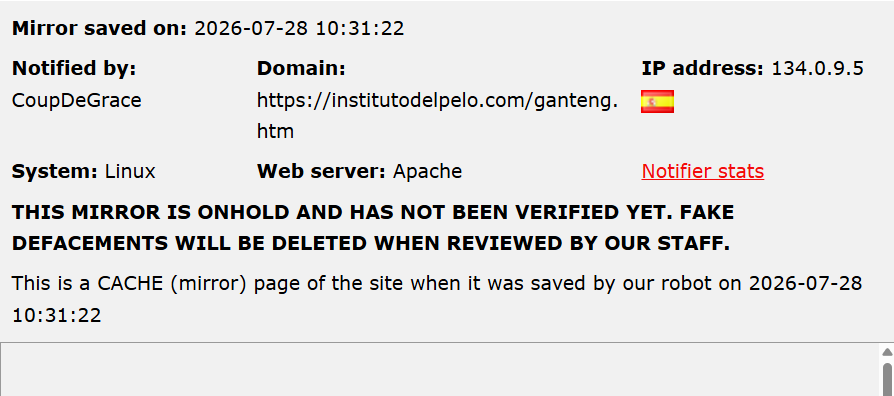 CoupDeGrace targets the website of Institute of Hair