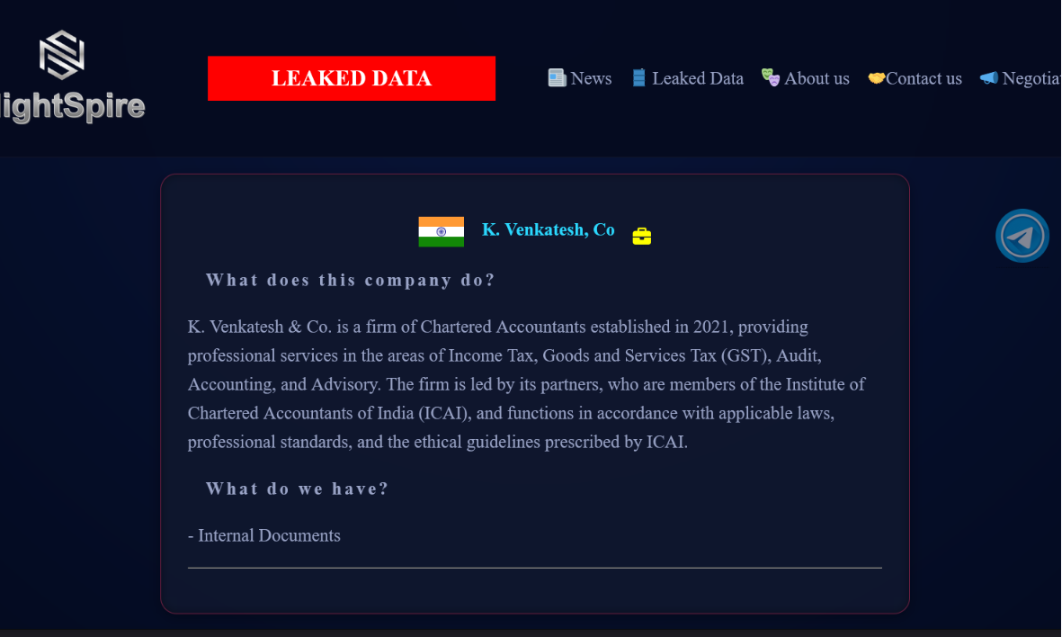K. Venkatesh & Co falls victim to NightSpire ransomware