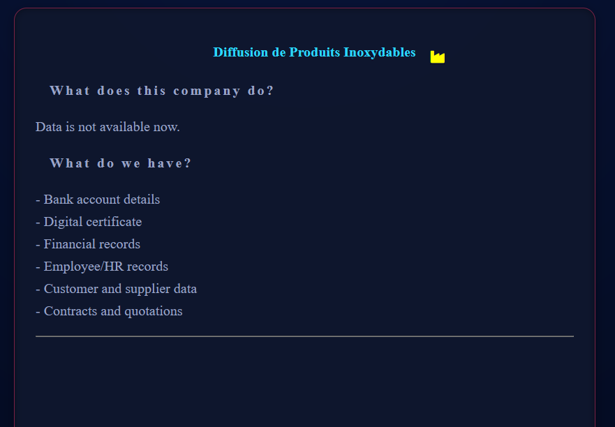 Diffusion de Produits Inoxydables falls victim to NightSpire ransomware