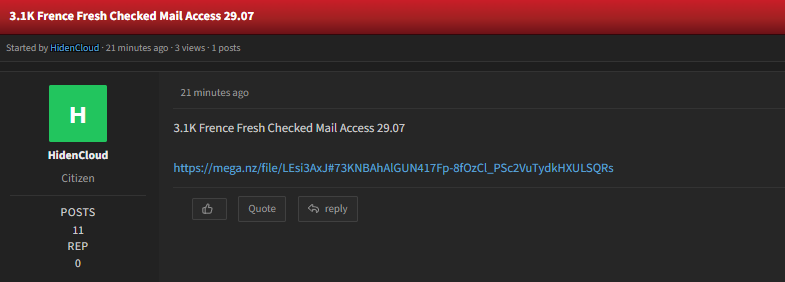 Alleged Sale of Unauthorized Email Accesses to France Mail Accounts