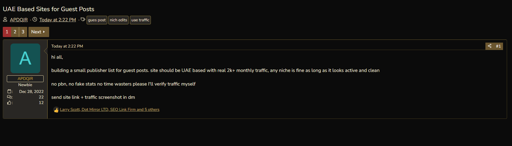 Alleged Purchasing UAE-Based Guest Post Websites