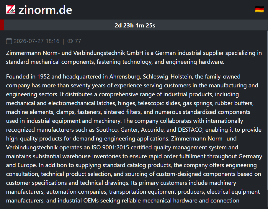 Zimmermann Norm- und Verbindungstechnik GmbH falls victim to SafePay ransomware