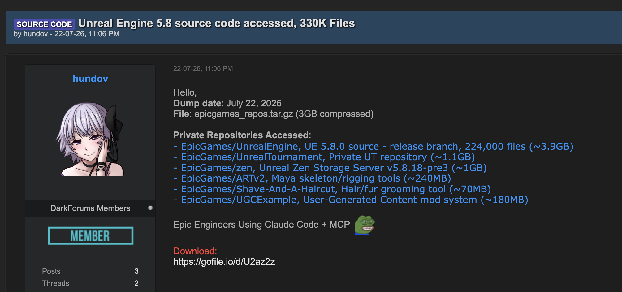 Alleged data leak of Epic Games