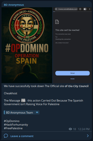 BD Anonymous targets the website of Concello de Oia