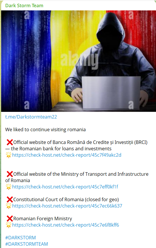 Dark Storm Team targets the website of Constitutional Court of Romania