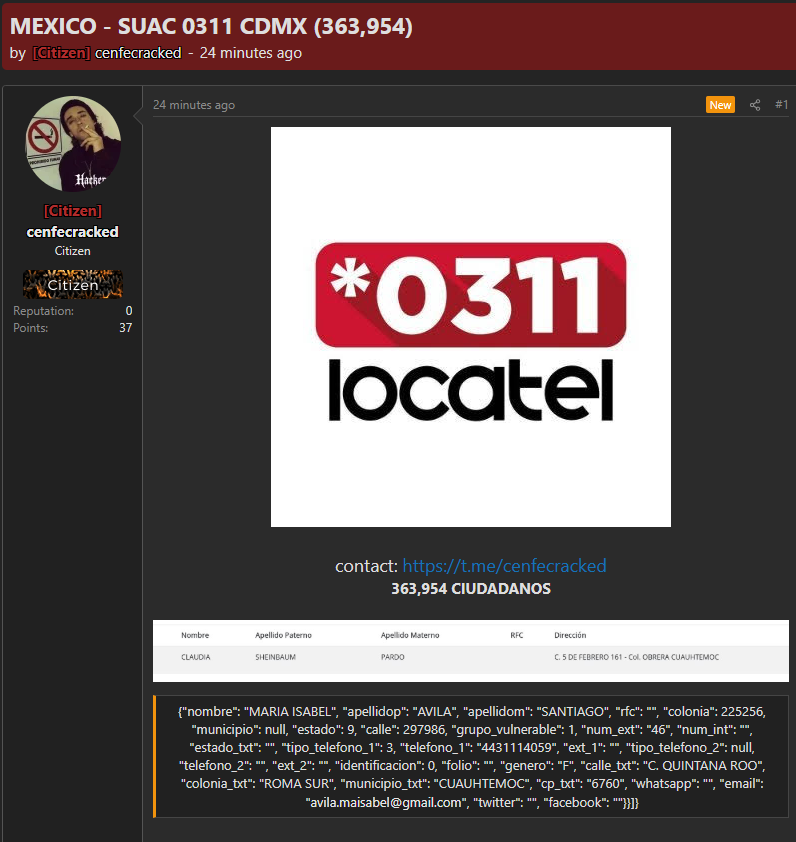 Alleged leak of citizen data from LOCATEL