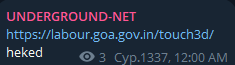UNDERGROUND-NET targets the website of Office of the Commissioner, Labour & Employment, Government of Goa