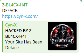 Z-BL4CX-H4T targets the website of CYN-X