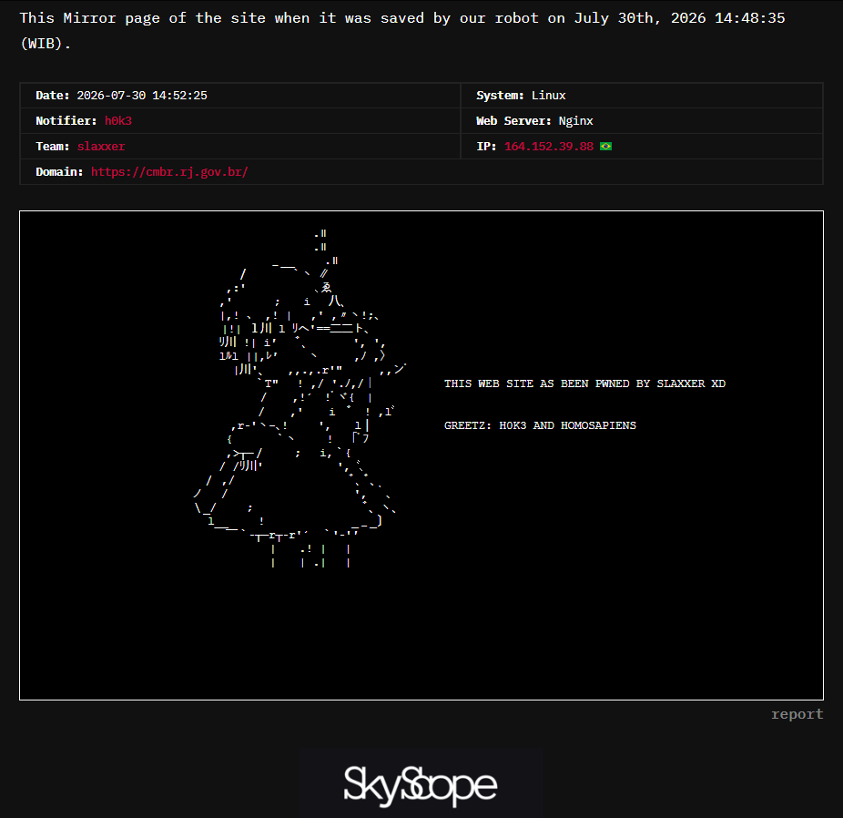 slaxxer targets the website of Belford Roxo City Council