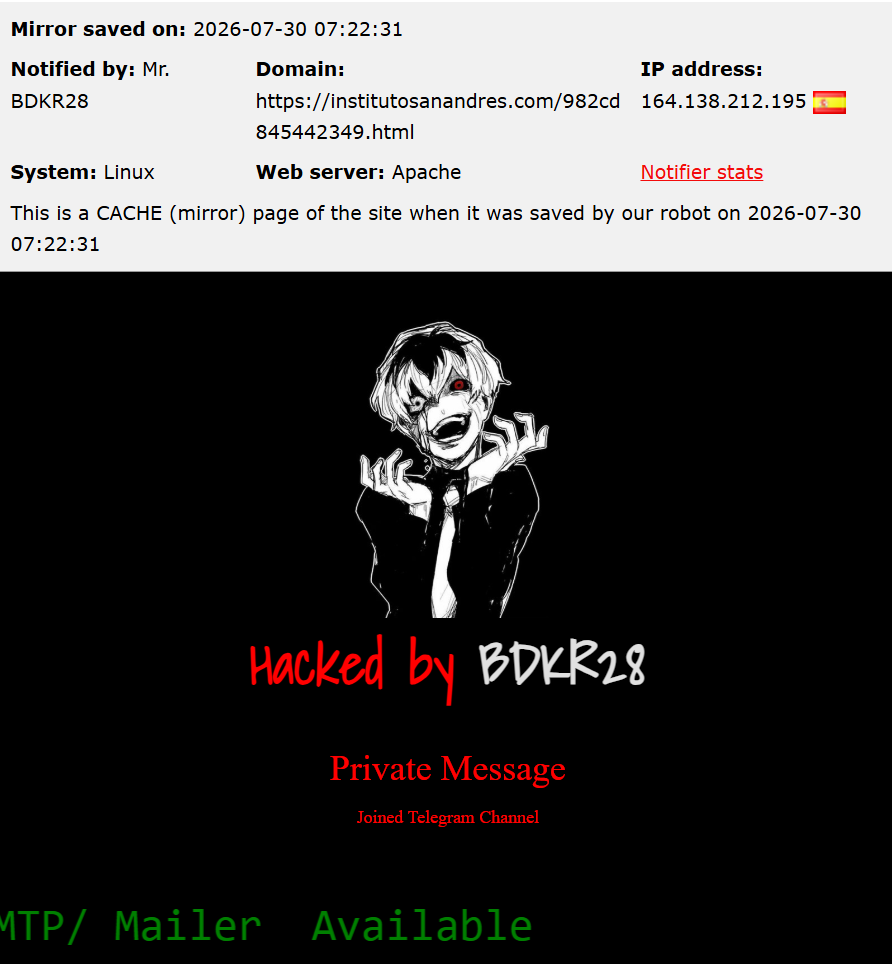 Mr. BDKR28 targets the website of Saint Andrew Institute