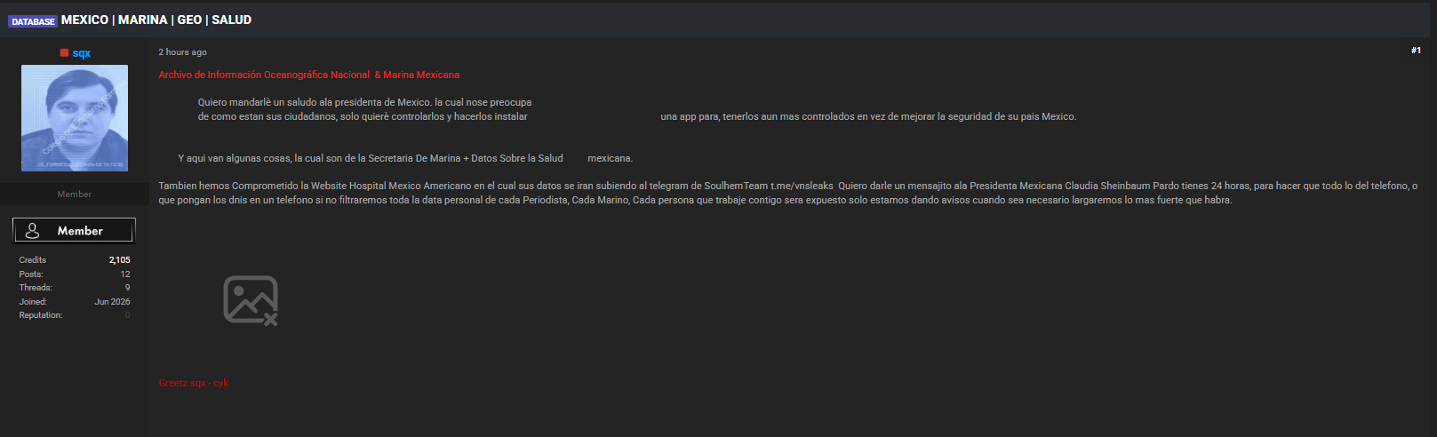 Alleged data leak of multiple Mexican government and healthcare entities