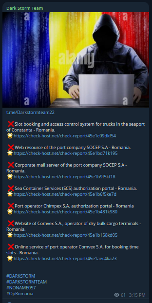Dark Storm Team targets the website of SEA CONTAINER SERVICES